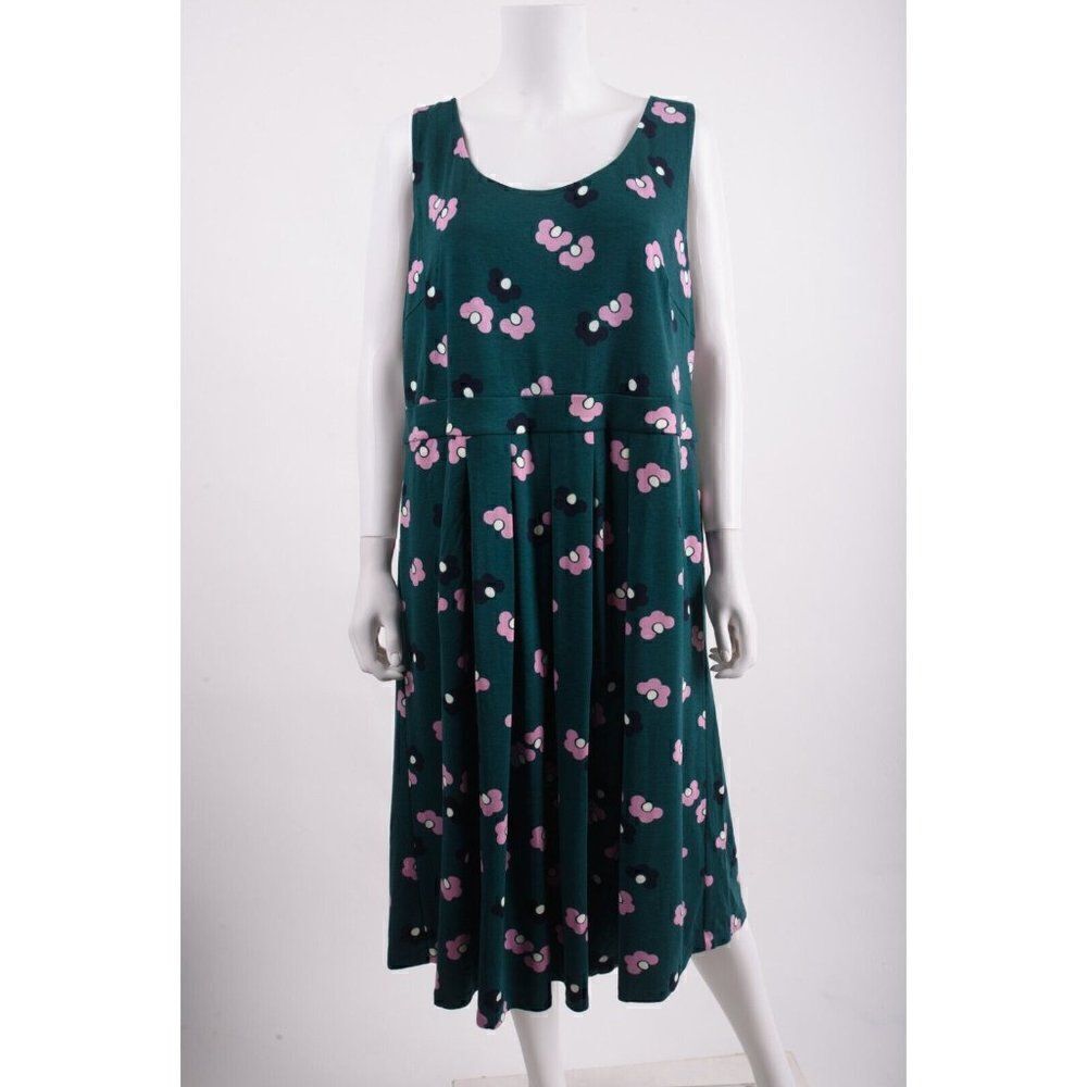 Boden Womens Joanna Ponte Dress Fit Flare UK 22L US 18L Green Floral Daisy NWT